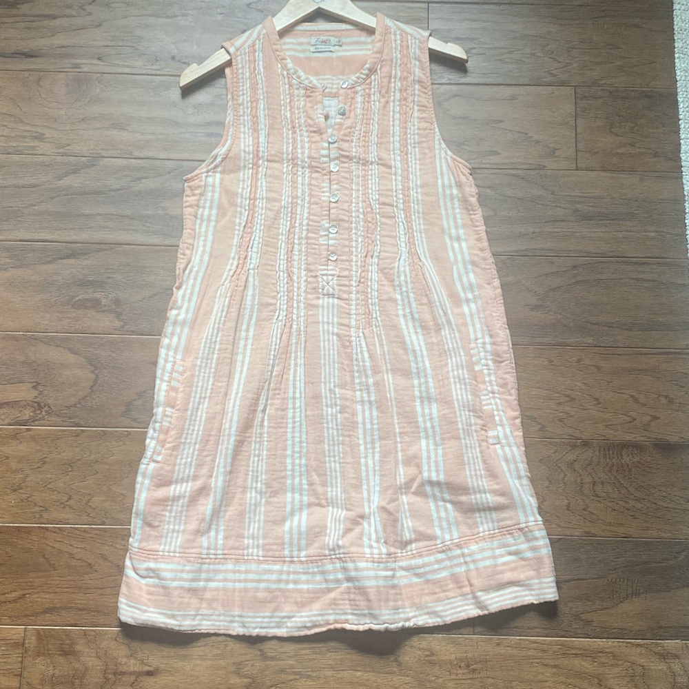 Faherty Peach and White Striped Dress